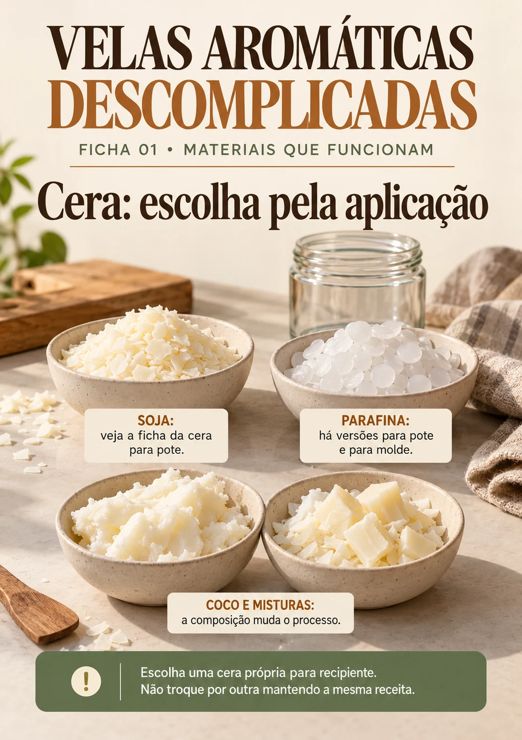 Cera: escolha pela aplicação